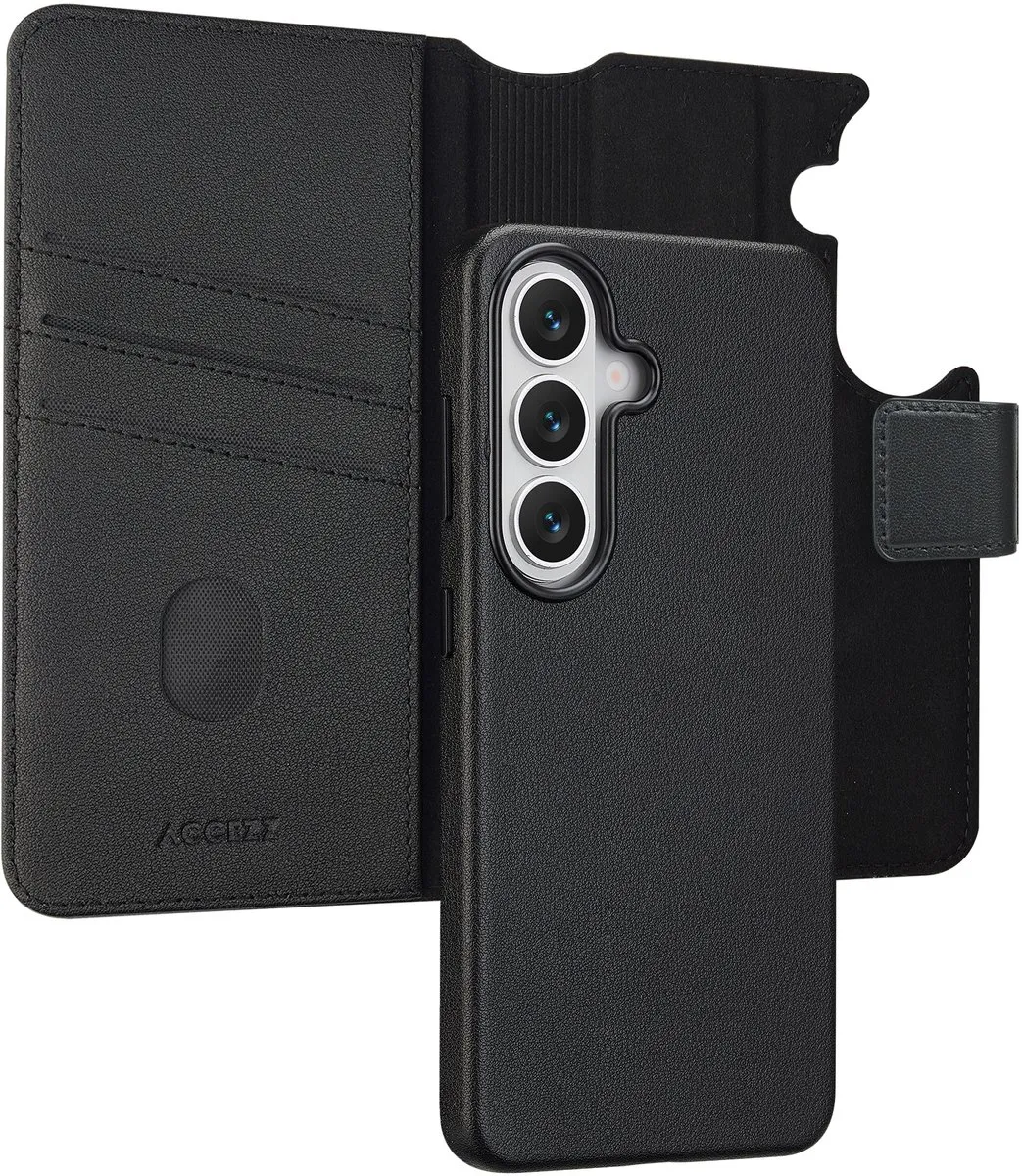 Accezz Galaxy S26 Leather Bookcase Hoesje - 3 Pasjes - Zwart