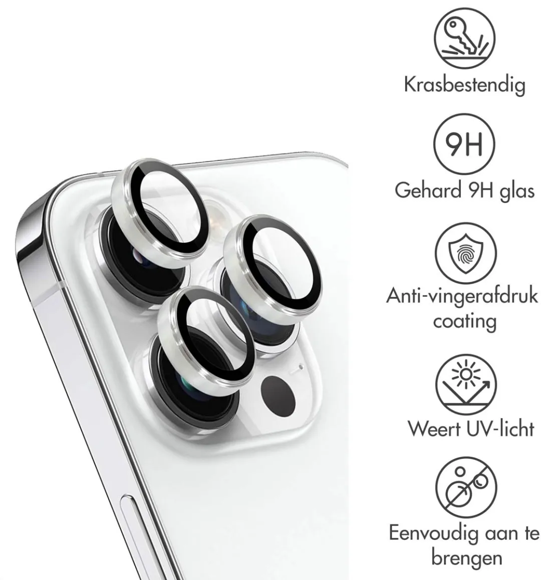 Imoshion Camera Lens Protector iPhone 14 Pro Max - 2 Stuks - Zilver - afbeelding 5 van 6