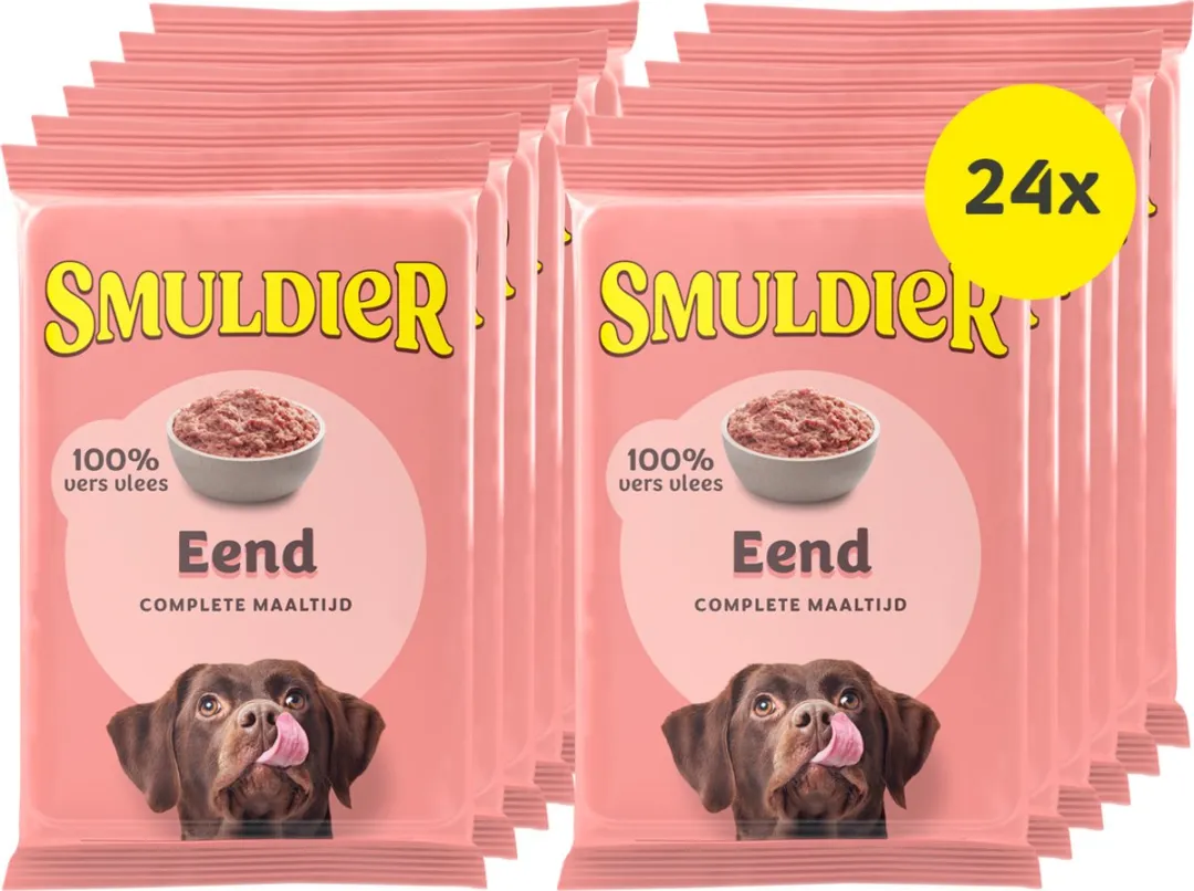 Smuldier Eend Hondenvoer Diepvries - 24 Stuks