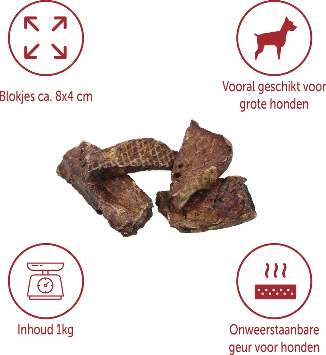 Topdiervoeding Runderlong Groot Hondensnacks 1 kg - Vers Gedroogd