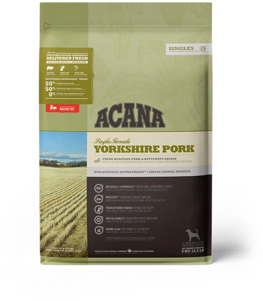 Acana Singles Yorkshire Pork Hondenvoer 6kg