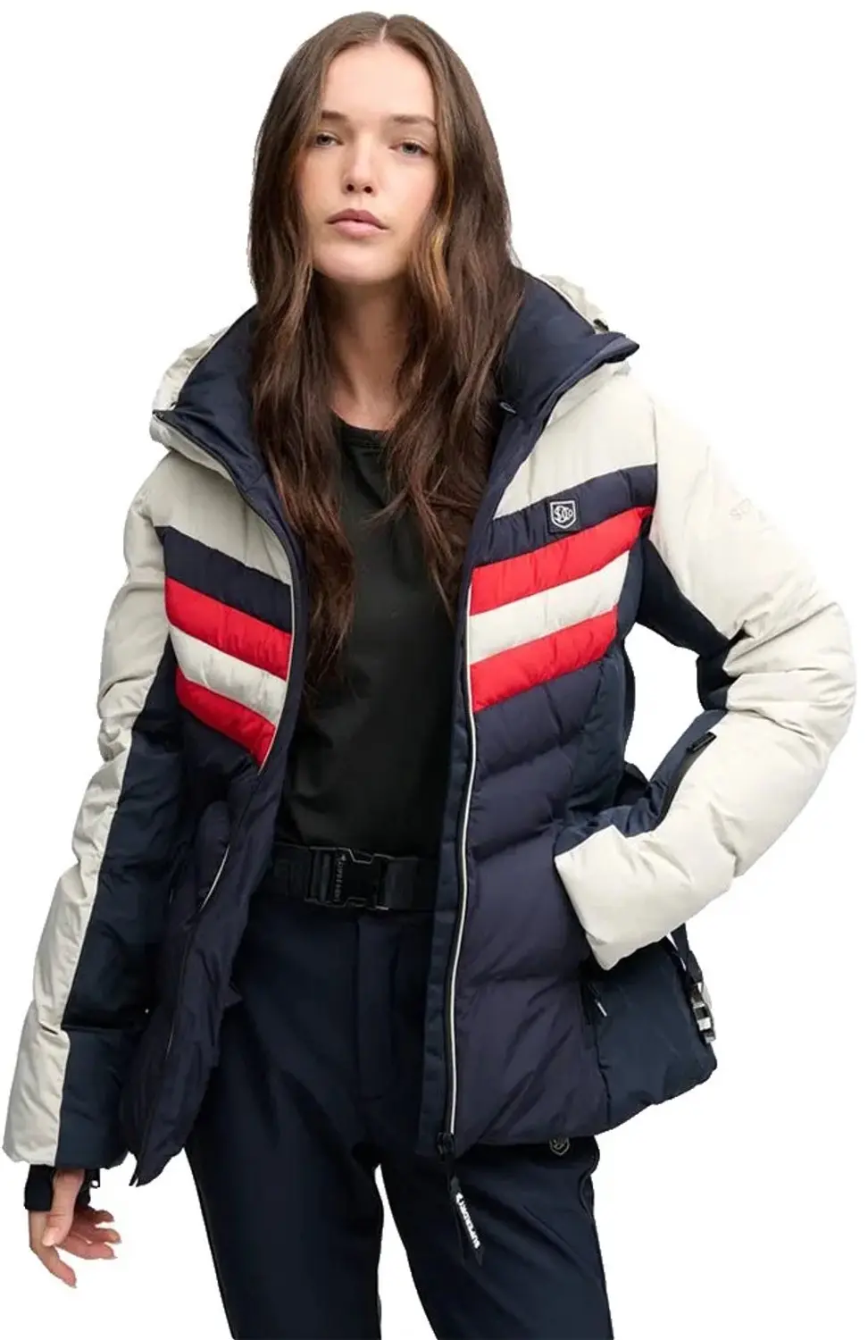Superdry Luxe Chevron Ski Gewatteerde Jas - Navy - afbeelding 4 van 6