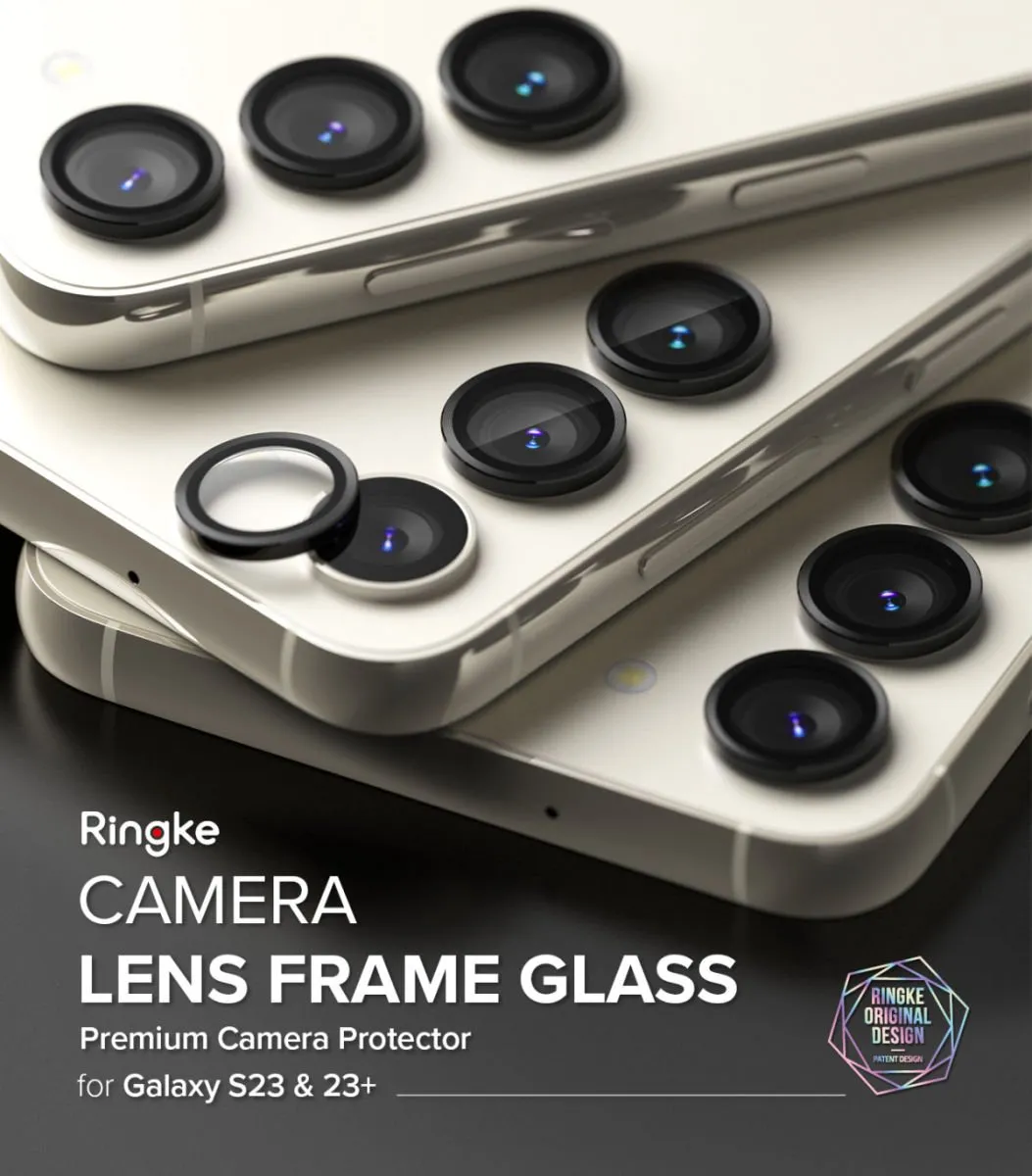 Ringke Frame Glass Samsung Galaxy S23/S23+ - Camera Beschermer - Zwart