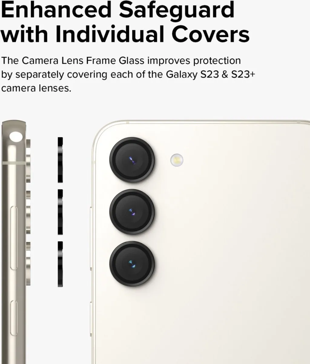 Ringke Frame Glass Samsung Galaxy S23/S23+ - Camera Beschermer - Zwart - afbeelding 6 van 6