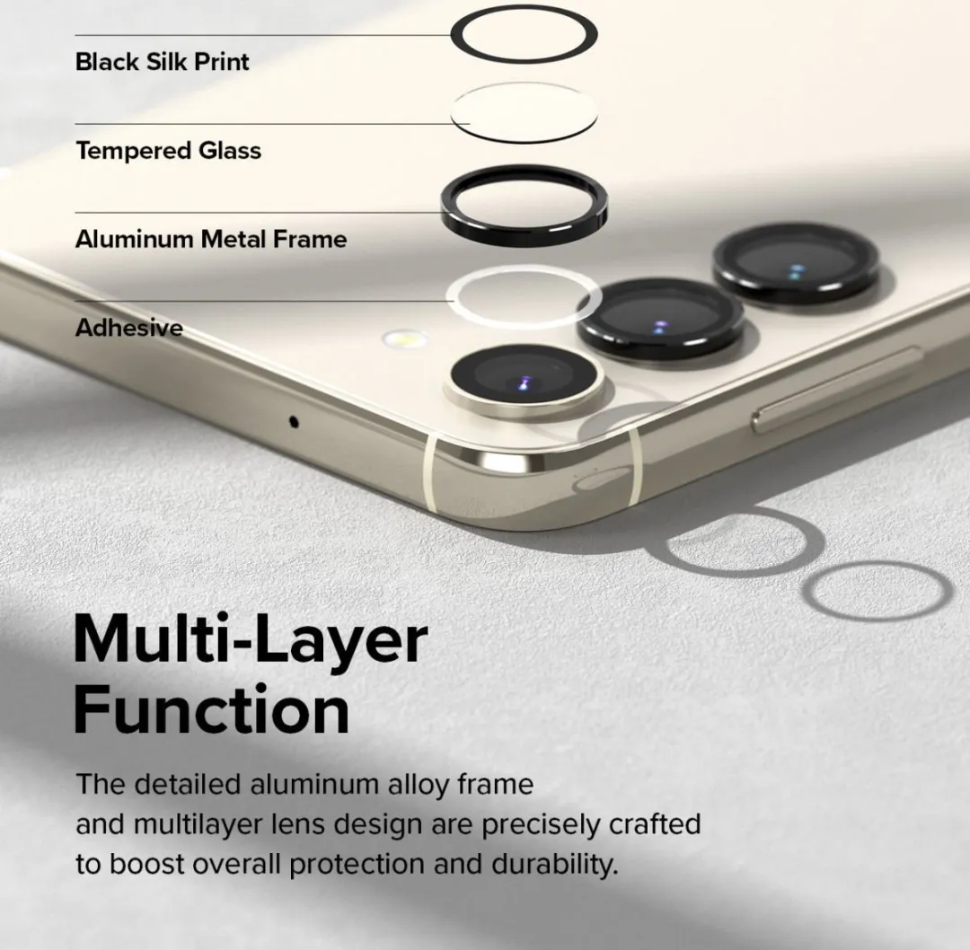 Ringke Frame Glass Samsung Galaxy S23/S23+ - Camera Beschermer - Zwart