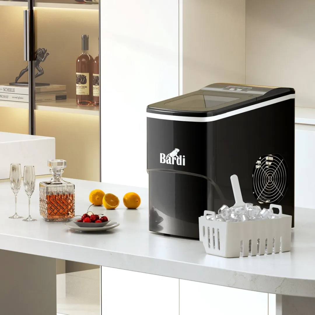 Bardi Deluxe IJsblokjesmachine 2L - Zwart - Incl. 3 Thermosbekers