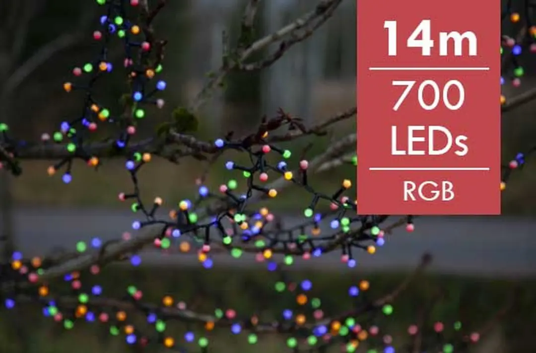 Kerstboomverlichting LED Multi Berry mini 14 meter -div lichtstanden -700 lampje