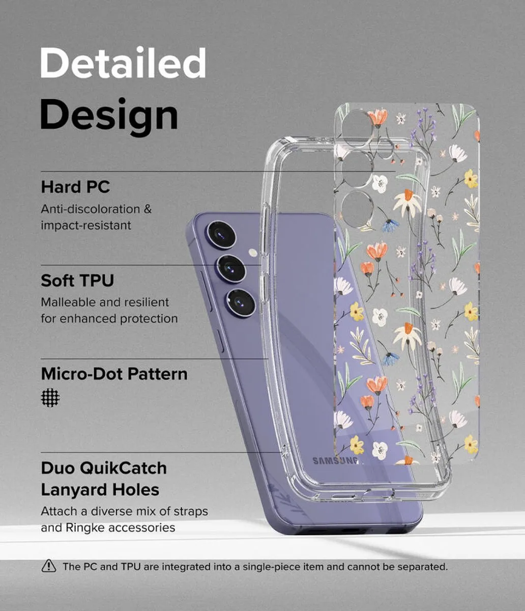 Ringke Fusion Design Hoesje Samsung Galaxy S24 - Antikrascoating - Transparant Flowers