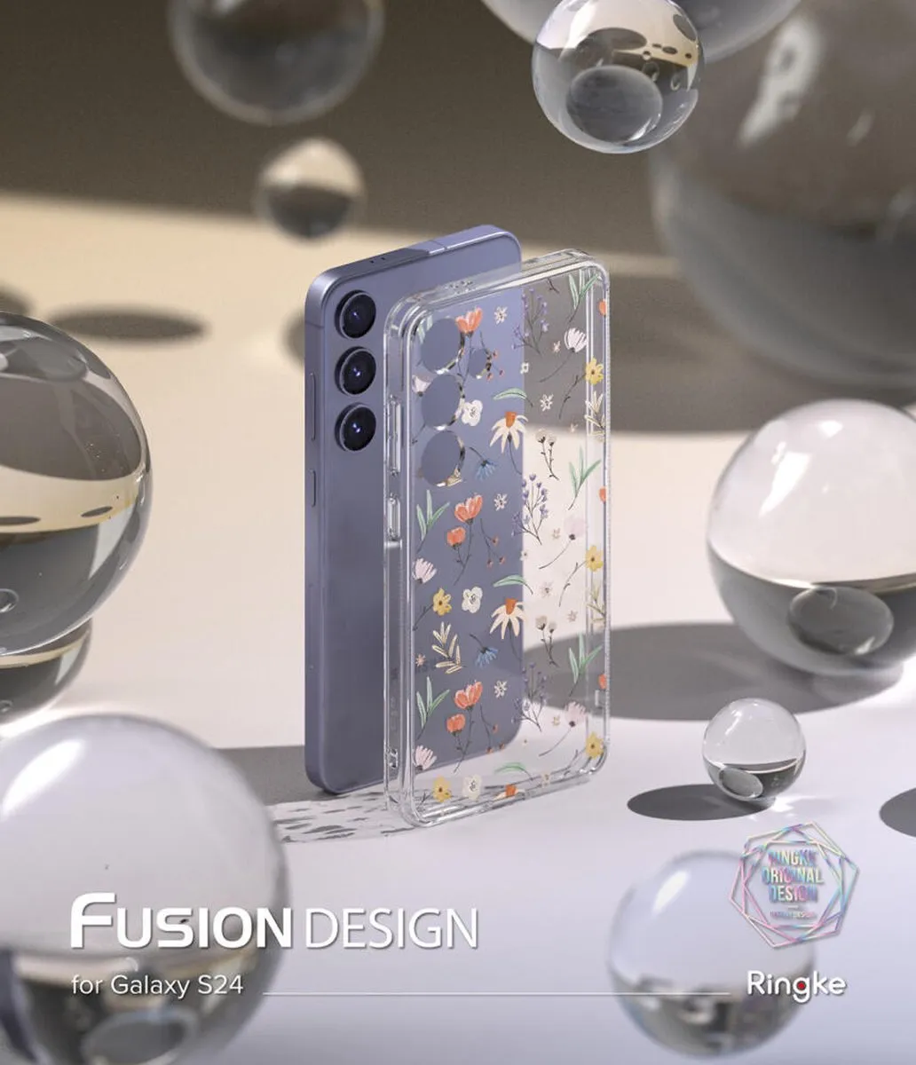 Ringke Fusion Design Hoesje Samsung Galaxy S24 - Antikrascoating - Transparant Flowers