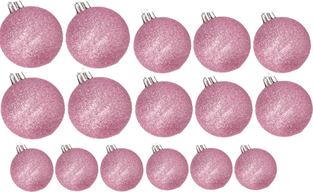 Kerstversiering set glitter kerstballen in het roze 6