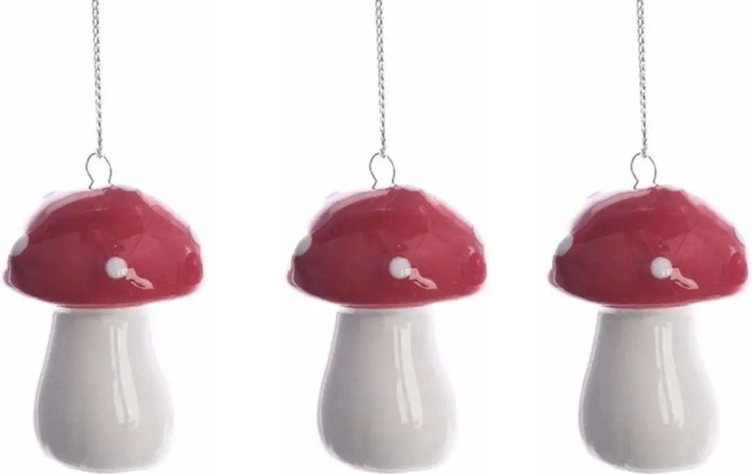 Decoris Kerstboomversiering paddenstoelen 4 cm