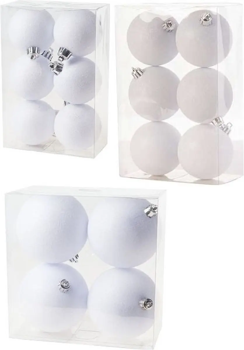 Cosy & Trendy Kerstballen set glitter wit 6