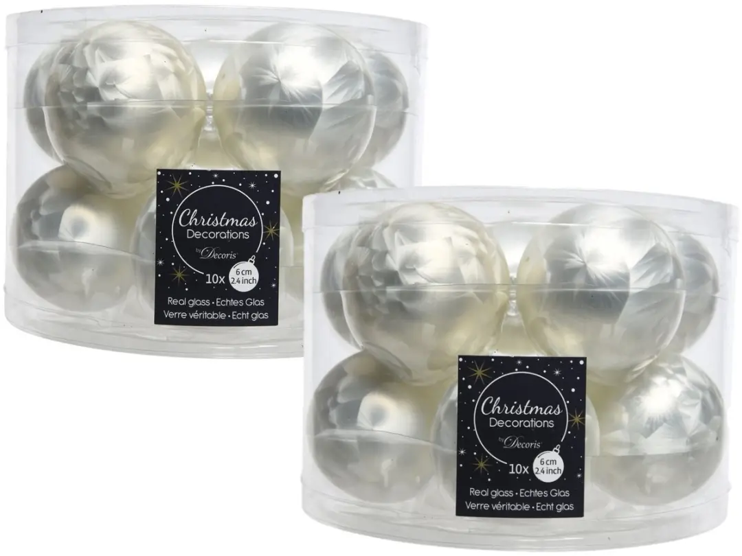 20x stuks kerstballen wit ijslak van glas 6 cm