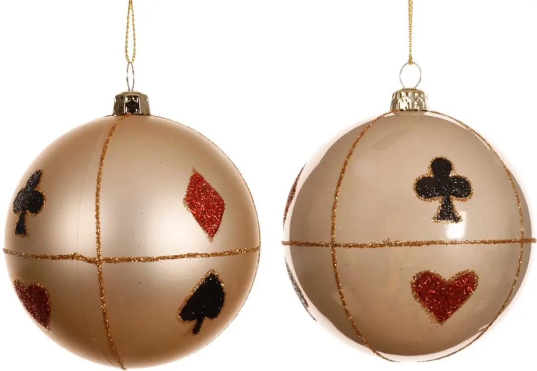 Decoris- Kerstballen met speelkaartenmotief