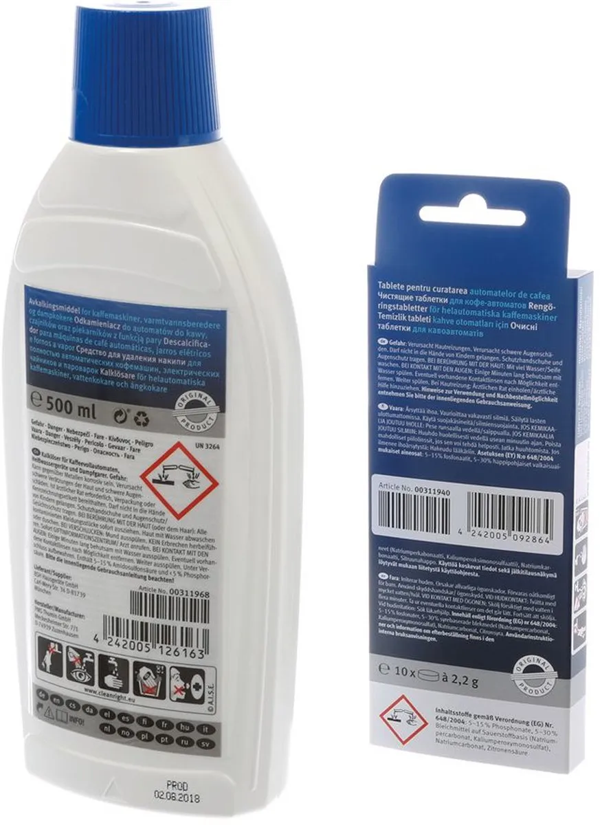 Bosch Onderhoudsset Espressomachine - 10 Reinigingstabletten 500ml Ontkalker
