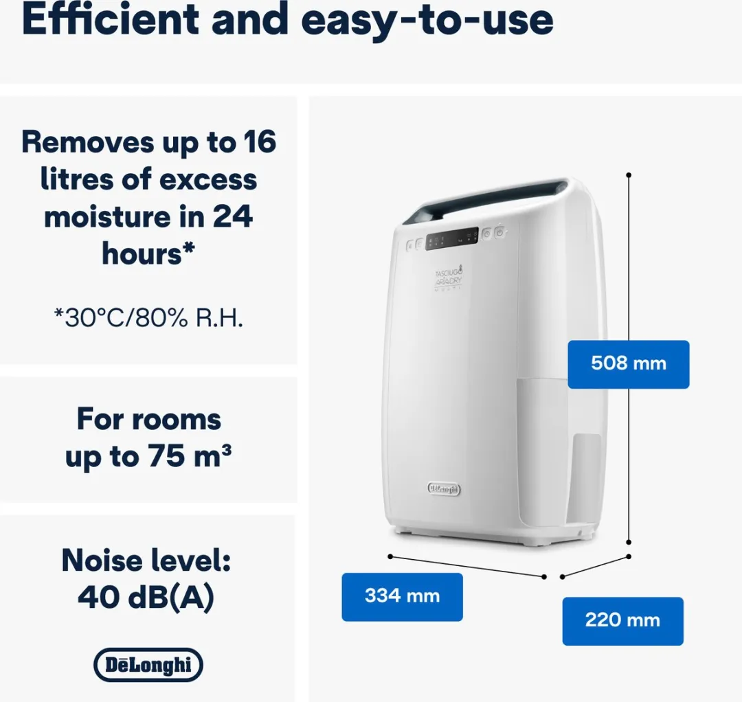 De'Longhi Tasciugo AriaDry Multi DEXD216RF Luchtontvochtiger - Wit