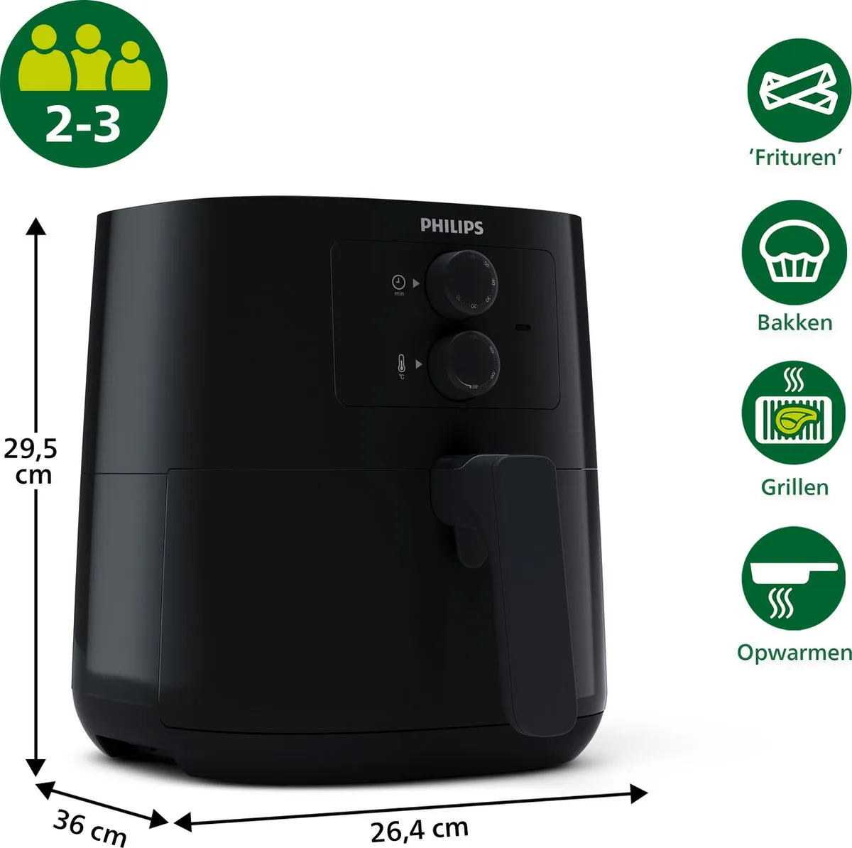 Philips Airfryer Essential 3000 HD9200/90 - 1400W - 4,1L - 12 Kookfuncties - Zwart