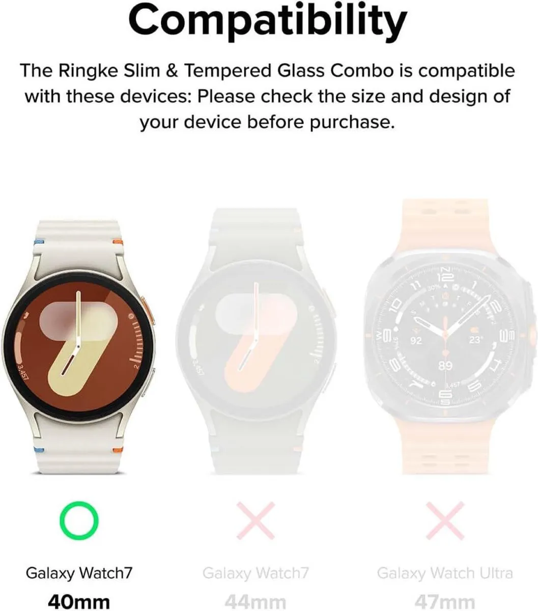 Ringke Bezel Styling + Tempered Glass Samsung Galaxy Watch 7 44mm - Zilver - 2 Stuks