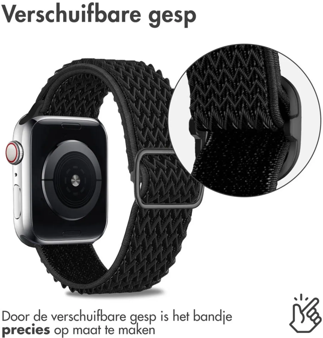 Imoshion Elastisch Nylon Bandje Apple Watch 42mm - Zwart