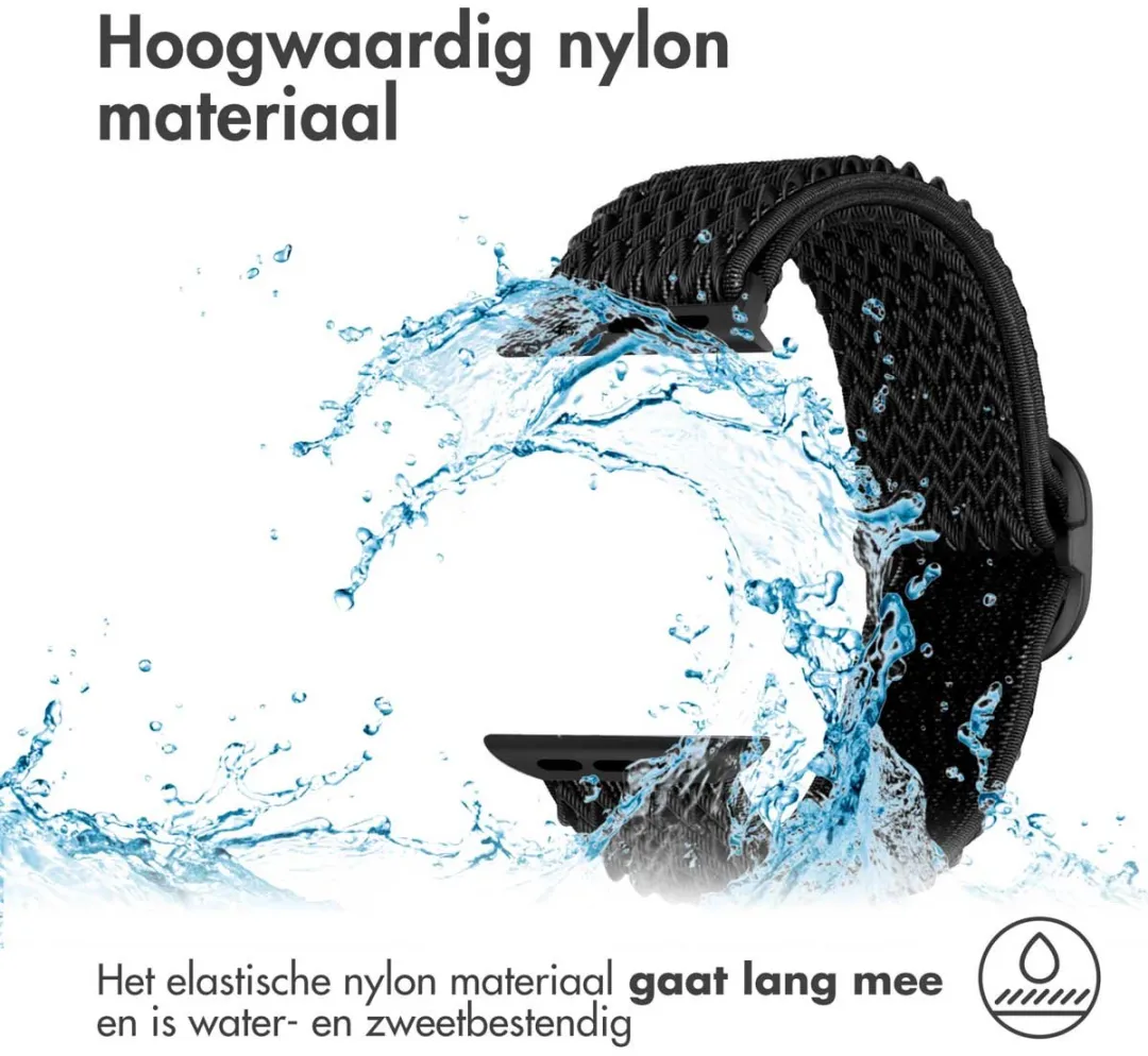 Imoshion Elastisch Nylon Bandje Apple Watch 42mm - Zwart