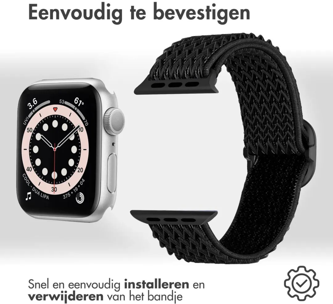 Imoshion Elastisch Nylon Bandje Apple Watch 42mm - Zwart