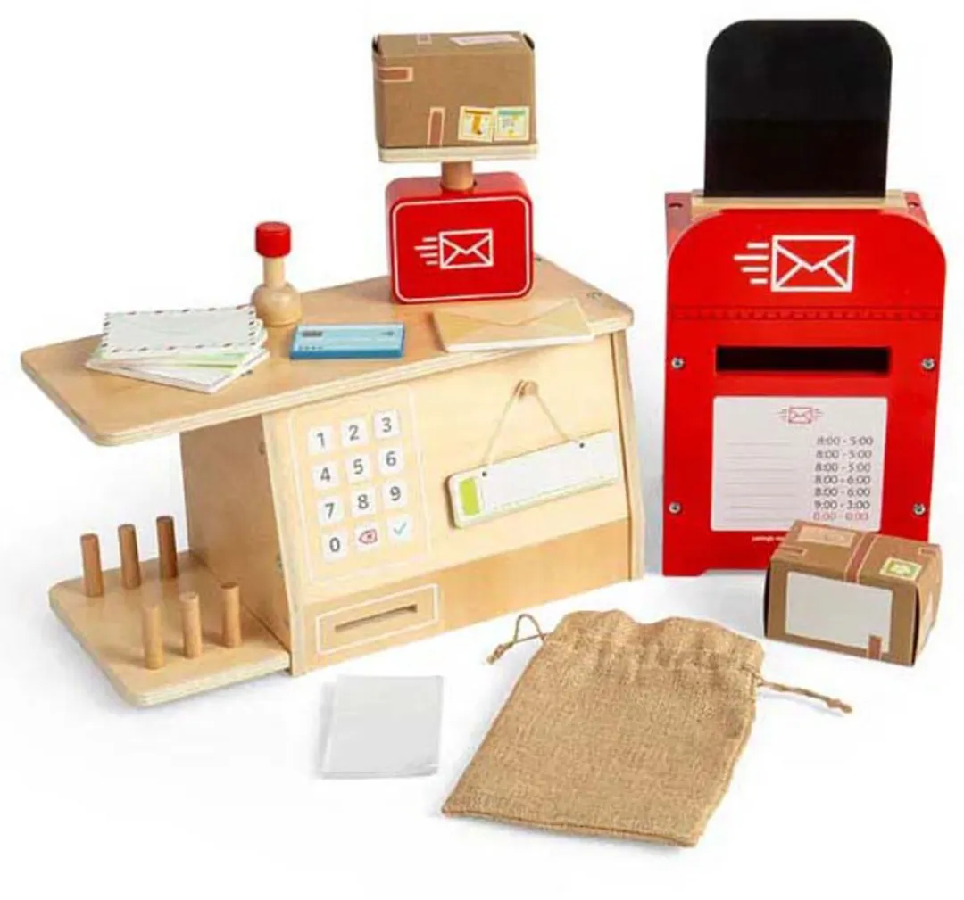 BIGJIGS Houten Postkantoor Speelgoedset - Multicolor