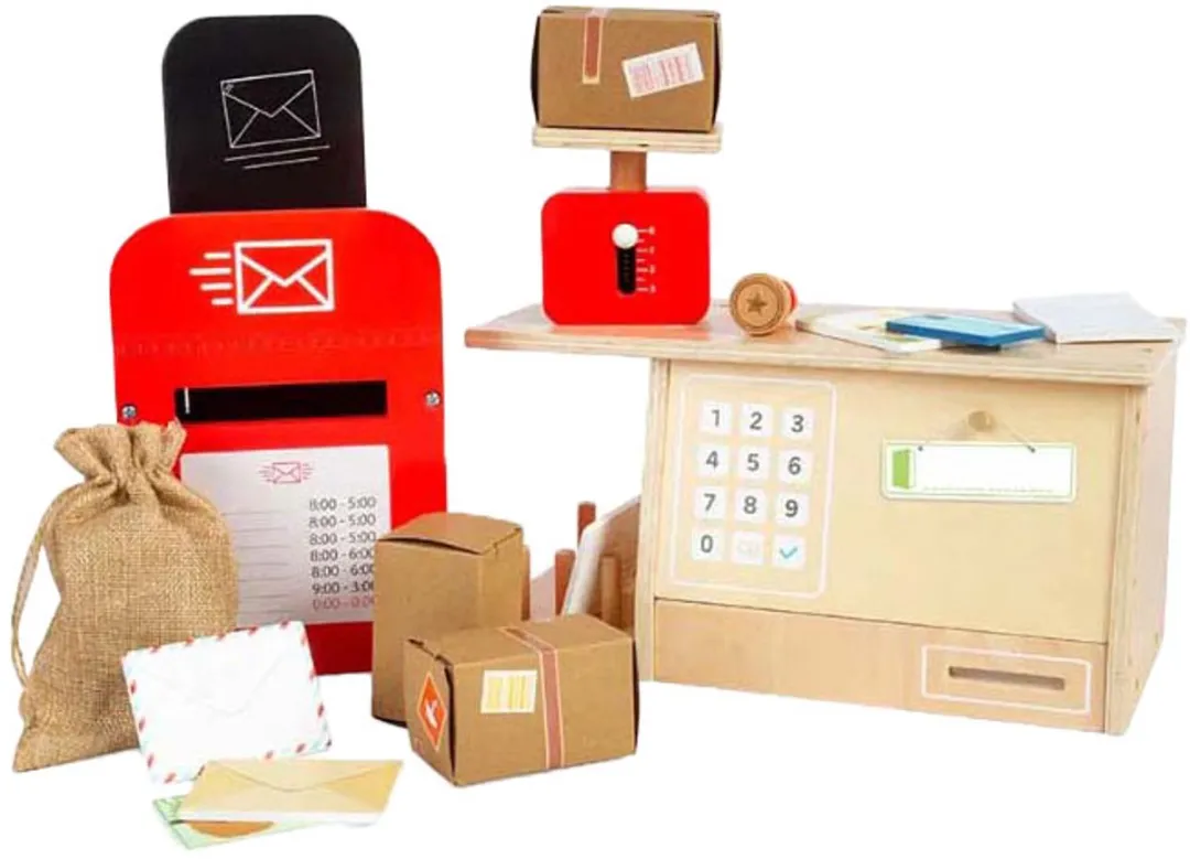 BIGJIGS Houten Postkantoor Speelgoedset