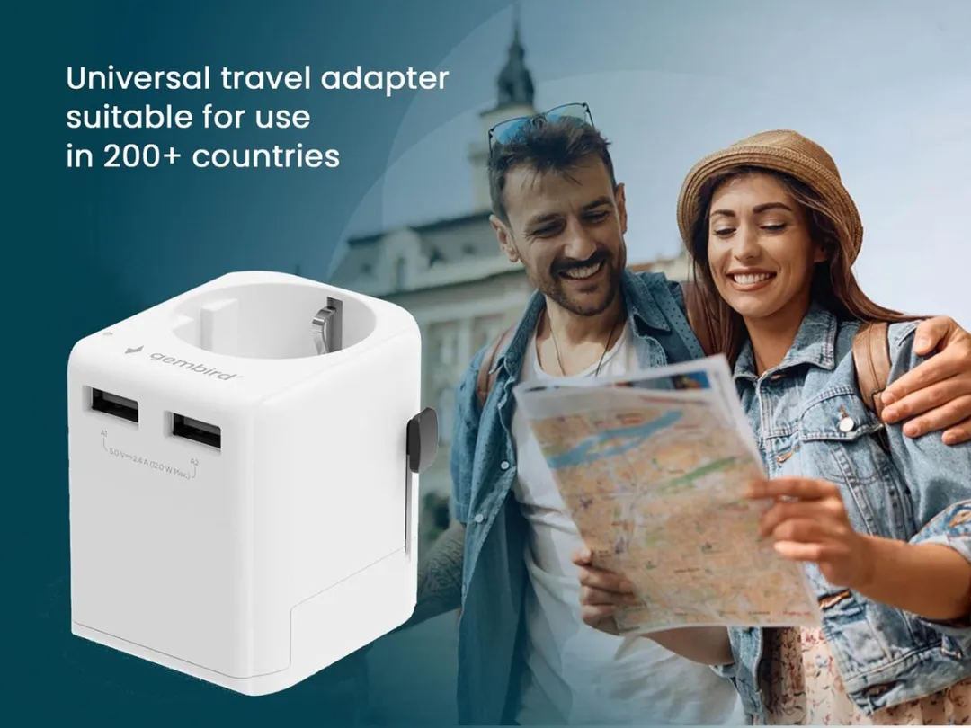 Gembird Universele Reisadapter A-USB-TRAVEL - 12W - Wit