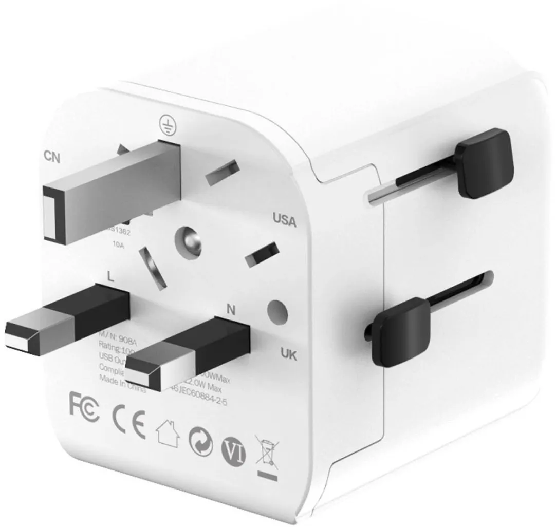 Gembird Universele Reisadapter A-USB-TRAVEL - 12W - Wit