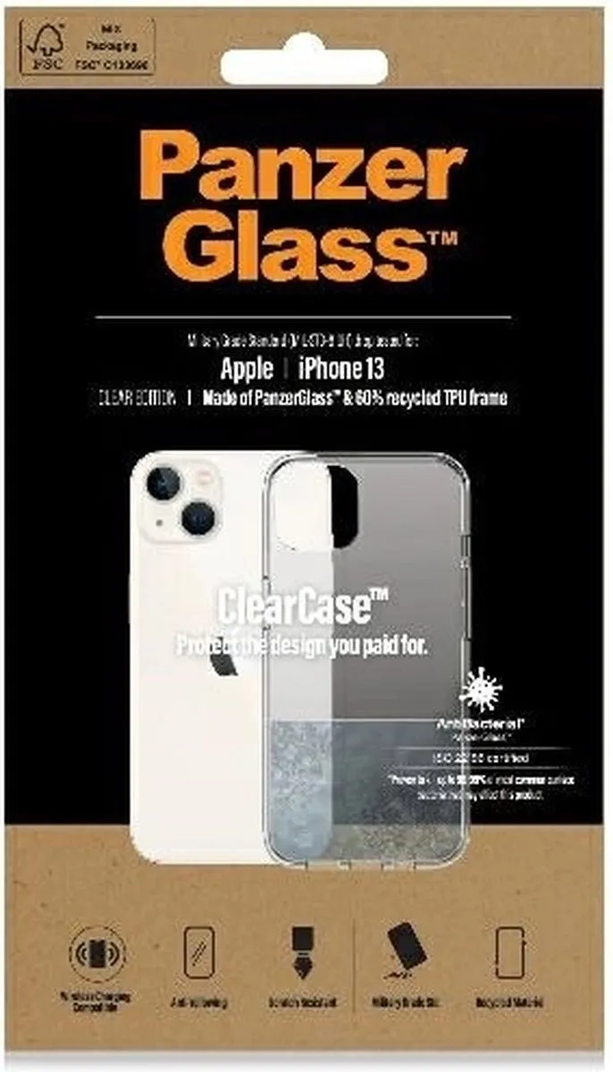 PanzerGlass ClearCase AntiBacterial PZ-0313 - iPhone 13 - Transparant - afbeelding 3 van 6