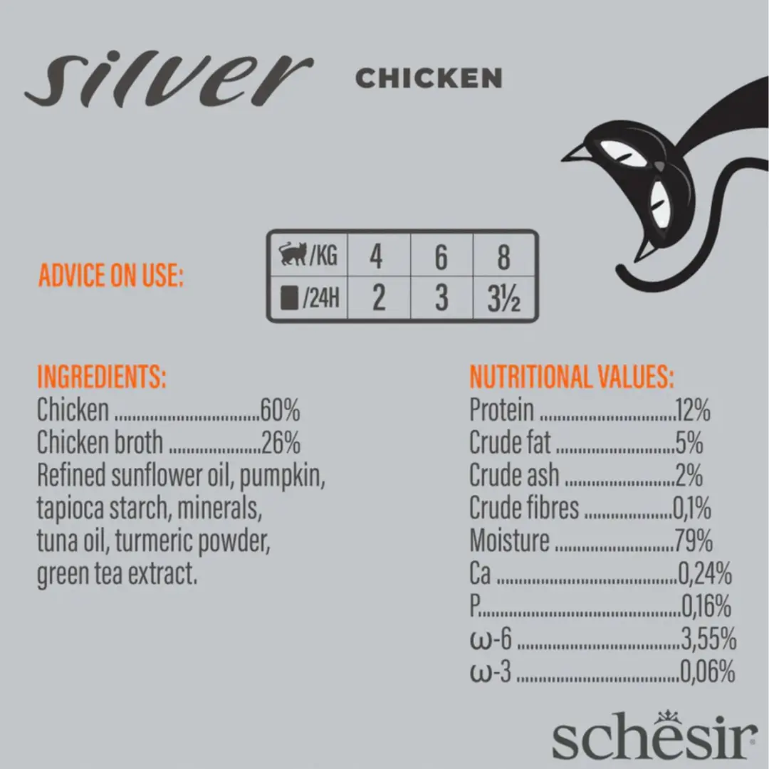 Schesir Silver Senior Kip Natvoer voor Katten - 70g - afbeelding 3 van 4
