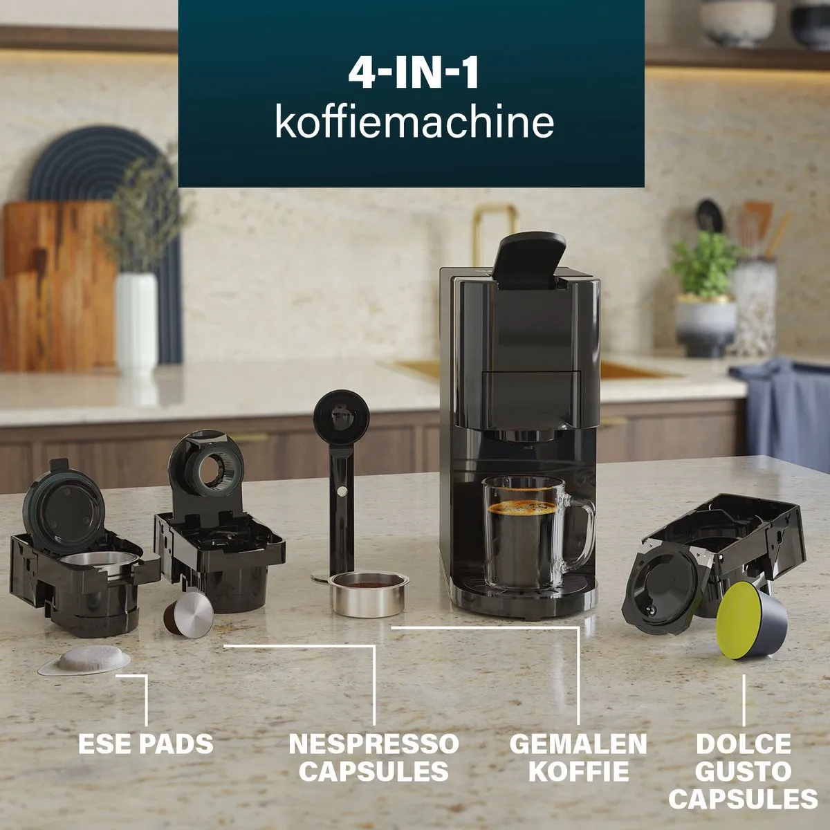 Princess 249454 Multi Capsule Koffiemachine - 4 in 1 - Zwart/Zilver