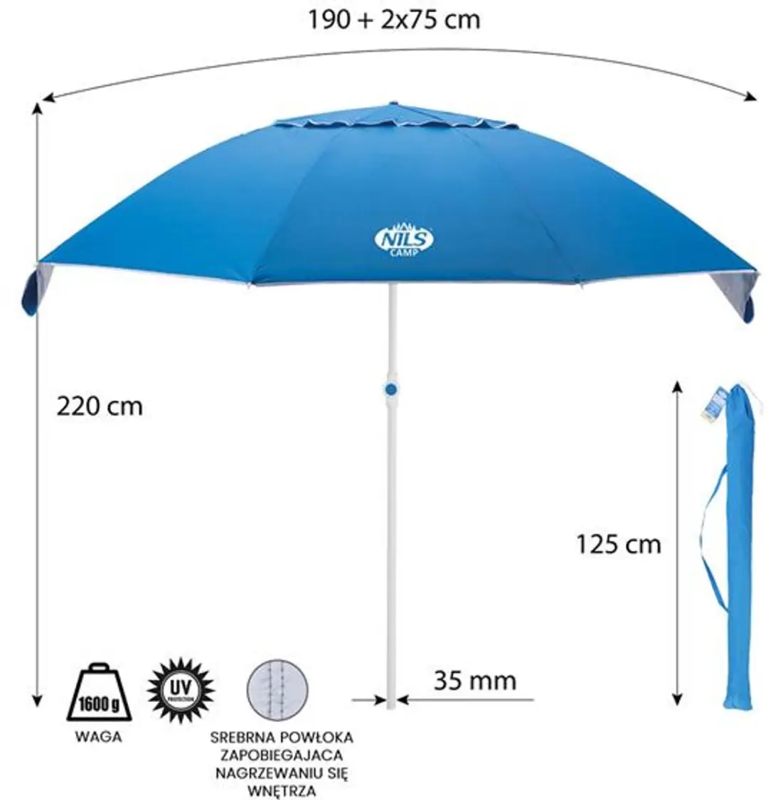 NILS Camp Strandparasol 15-08-101 - Turkoois - afbeelding 3 van 6