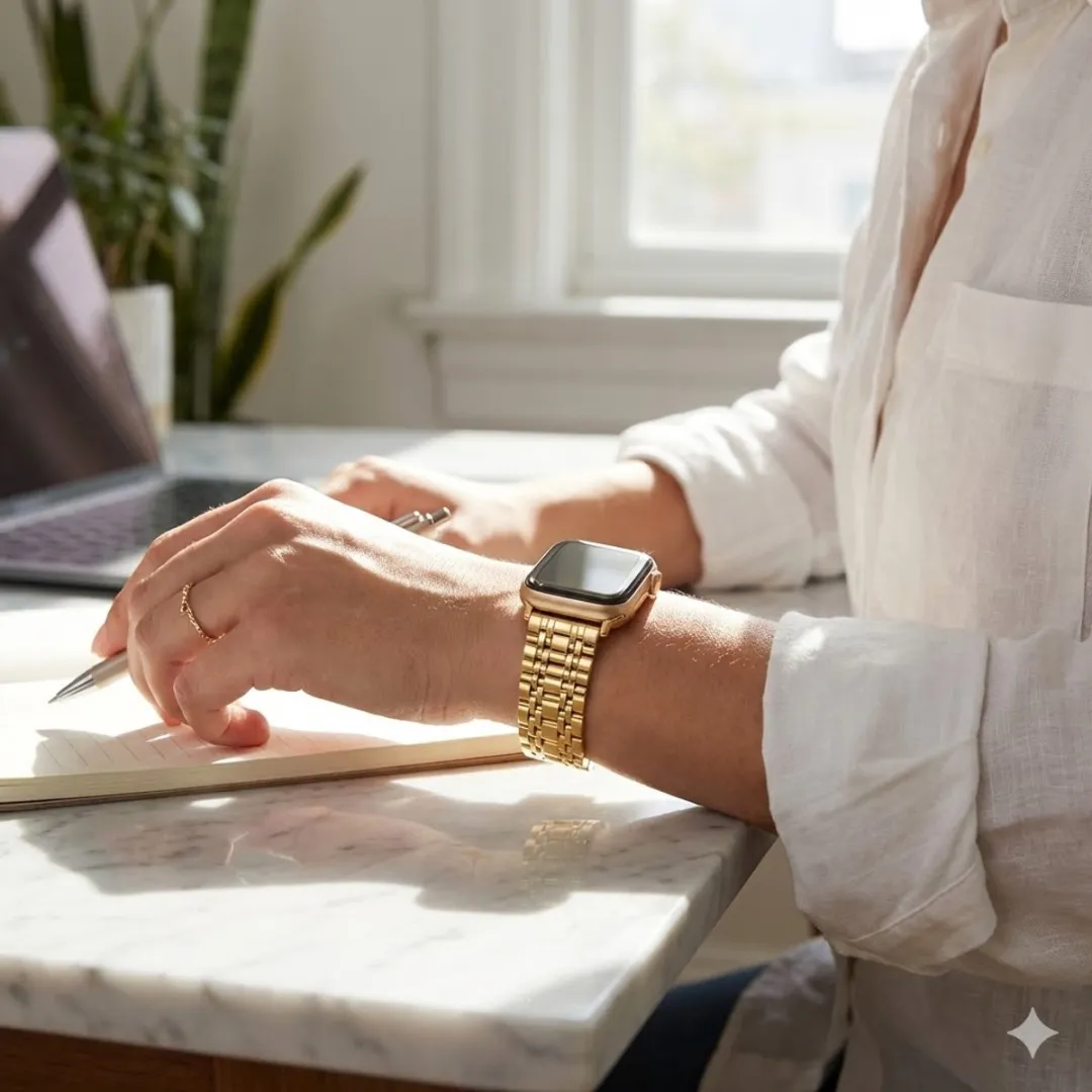 NUVEX Goud Horlogeband Apple Watch 42-49mm - Vouwsluiting