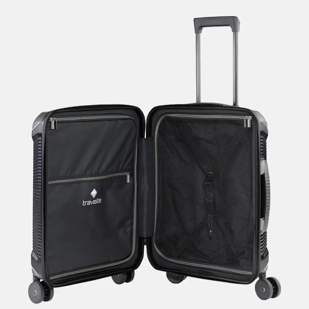 Travelite Millennium Spinner Handbagagekoffer 37L - Zwart - afbeelding 3 van 6