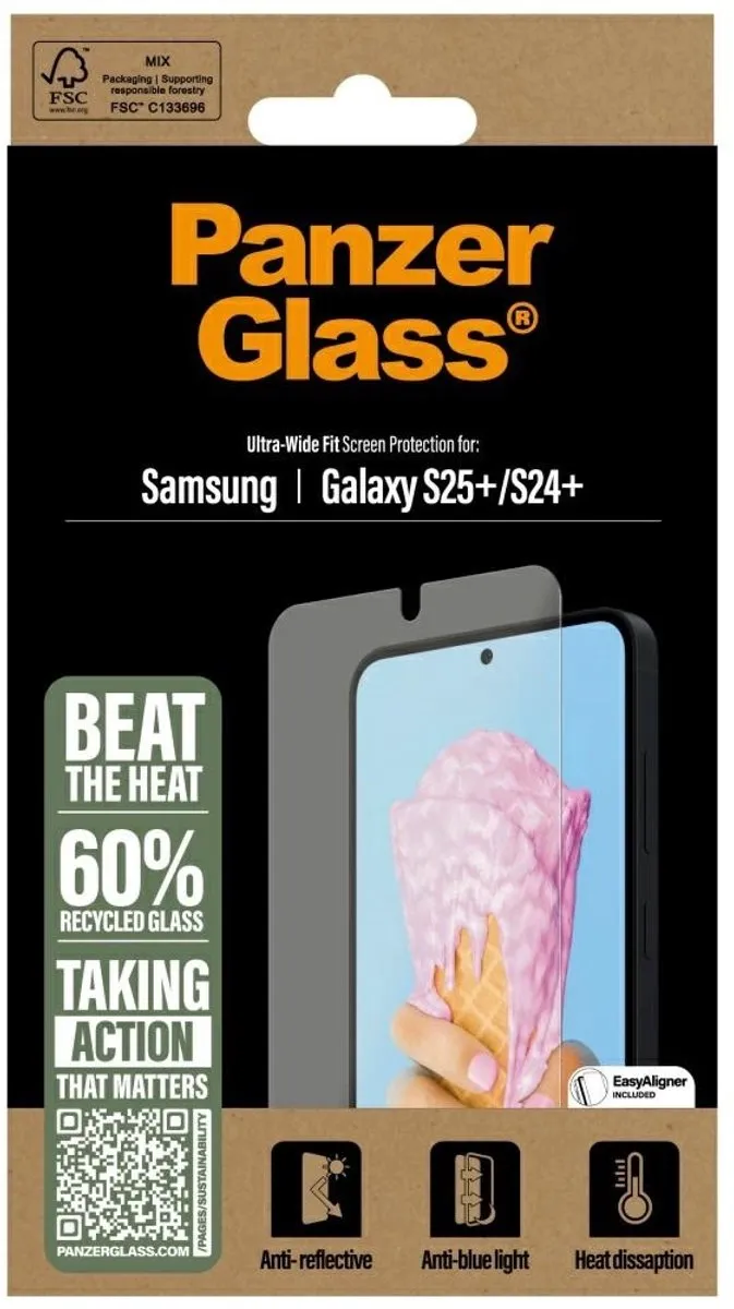 PanzerGlass All-in-One Ultra-Wide Anti-Bacterieel Schermbeschermer PGRUWFAG37942 - Samsung Galaxy S25 Plus - afbeelding 6 van 6