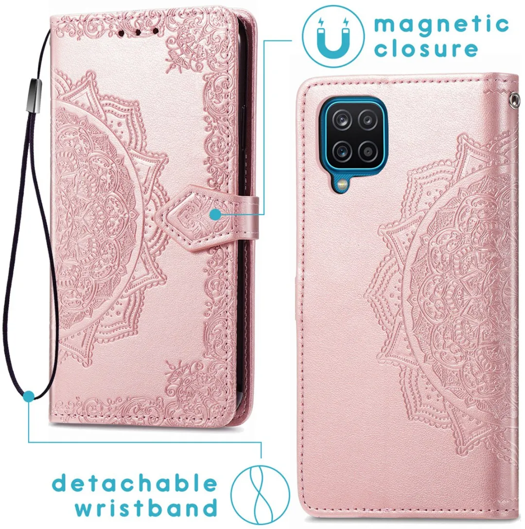 Imoshion Hoesje Samsung Galaxy A12 Mandala Bookcase - Roze Goud