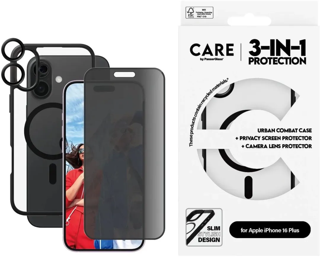 PanzerGlass Beschermingspakket iPhone 16 Plus - 3-delig - Doorzichtig zwart - afbeelding 3 van 6