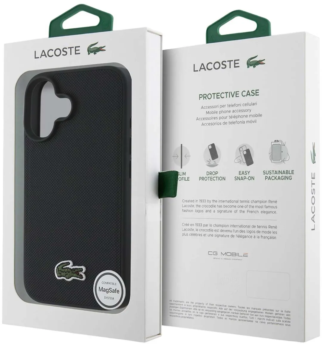 Lacoste MagSafe Iconic Petit Piqué Hoes iPhone 16 Plus - Zwart LCHMP16MPVCK