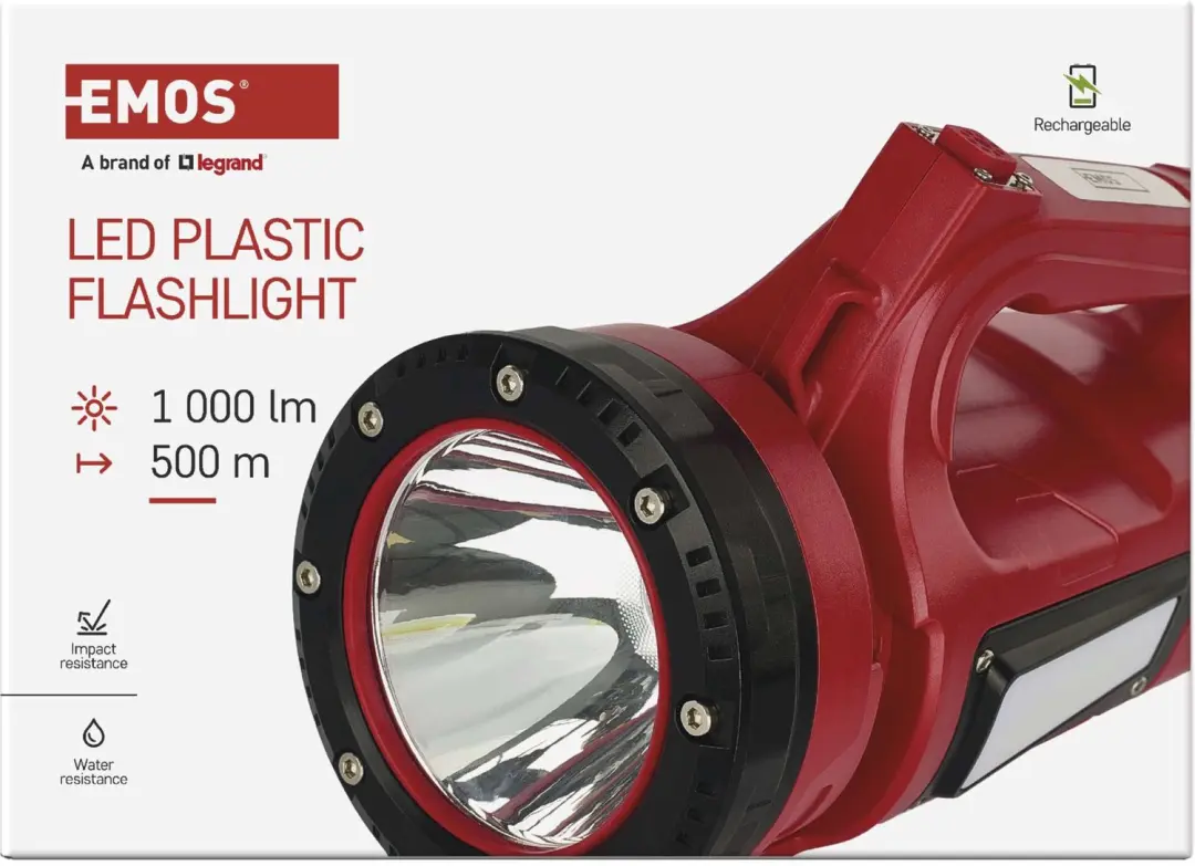 Emos P2317 LED Zaklamp - 1000 lm - 15.000 mAh - Rood/Zwart - afbeelding 4 van 6