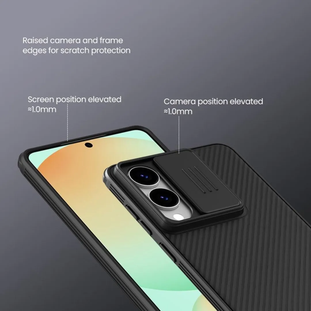 Nillkin CamShield Hoesje Geschikt voor Samsung Galaxy S25 Edge - Back Cover met Camera Slider - Extra Camera Bescherming - Zwart