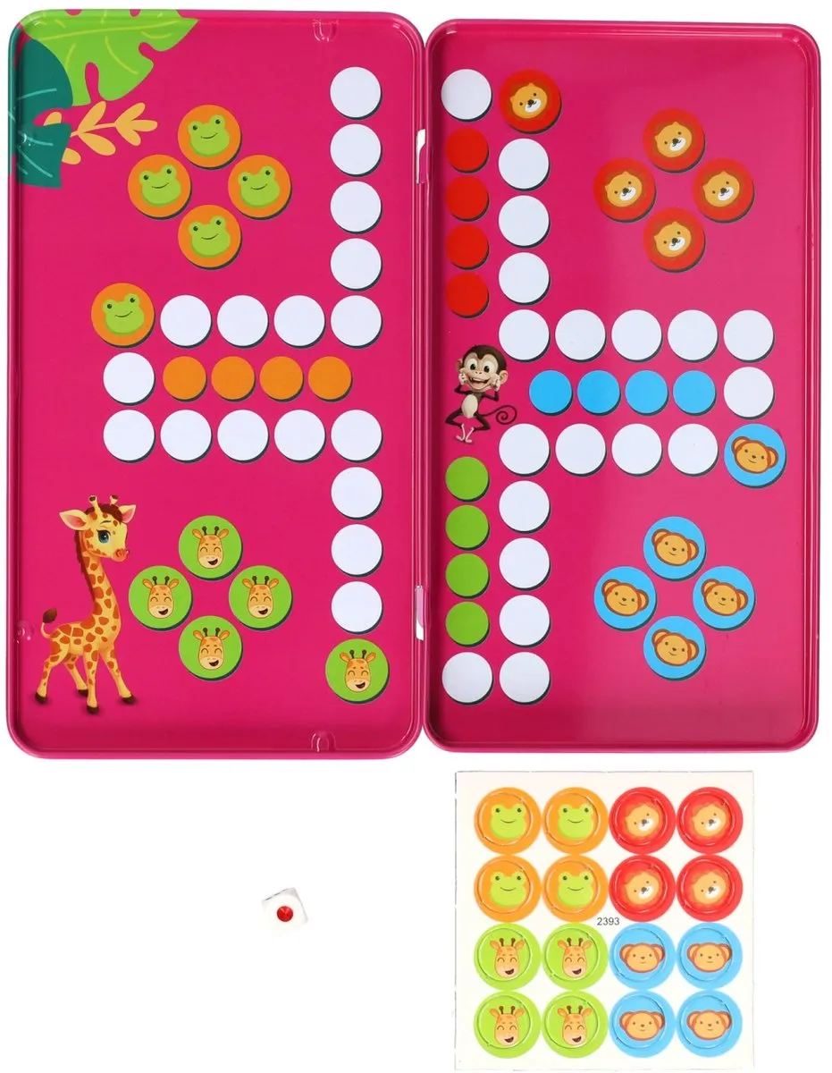 kidspoint-toys Magnetische Reisspel in Blik Ludo - Voor 2 spelers - Vanaf 3 jaar