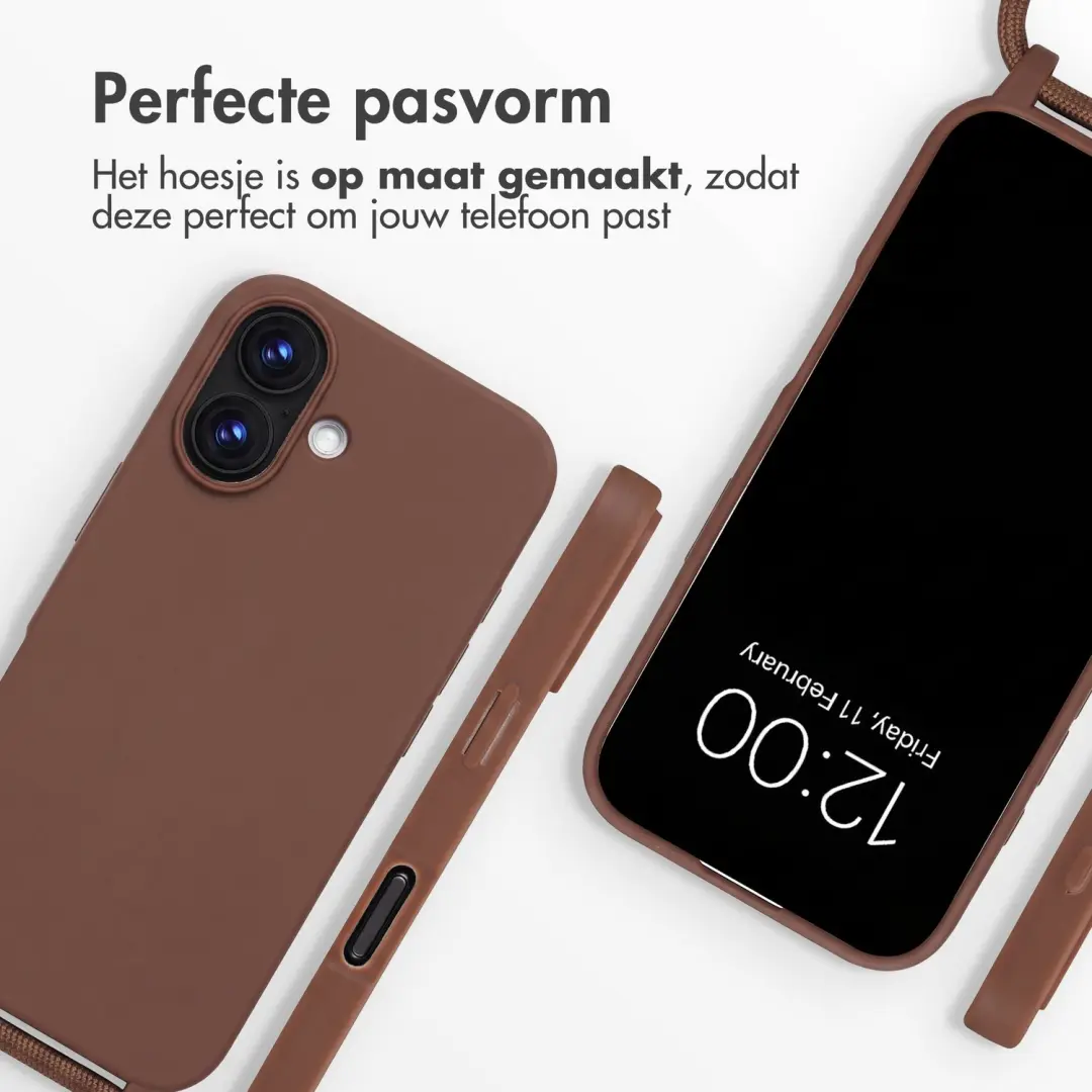 imoshion Siliconen Hoesje met Koord iPhone 16 - Bruin - afbeelding 2 van 4