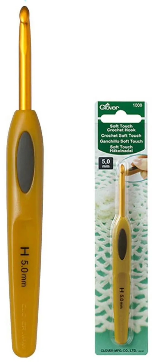Clover Soft Touch Haaknaald - Geel/Zilver
