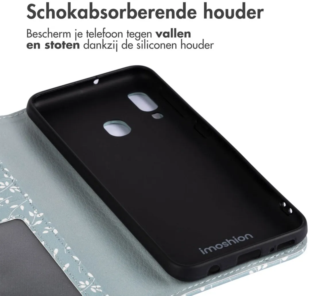 Imoshion Samsung Galaxy A20e Hoesje Smoke Green Flowers - 3 Pasjes