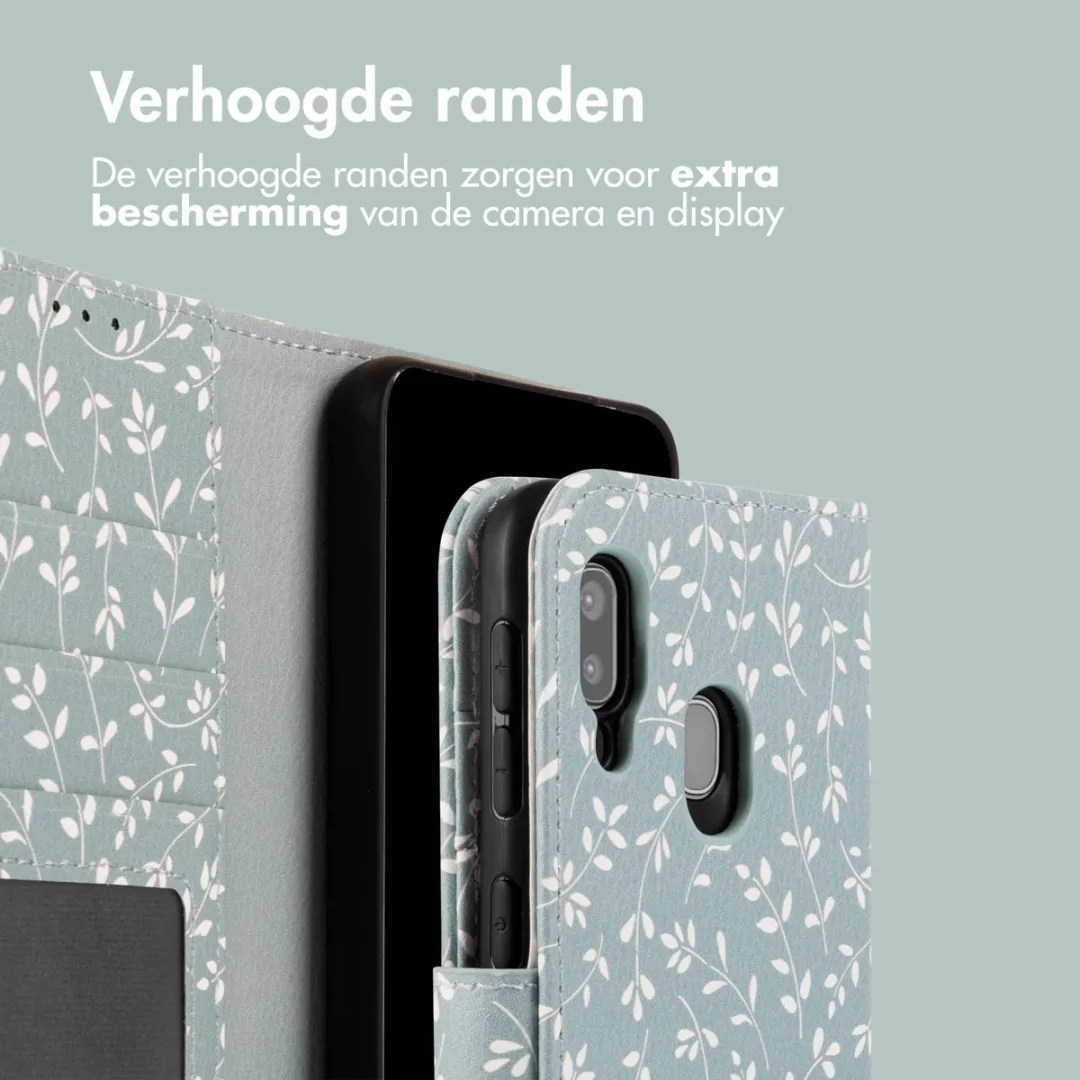Imoshion Samsung Galaxy A20e Hoesje Smoke Green Flowers - 3 Pasjes