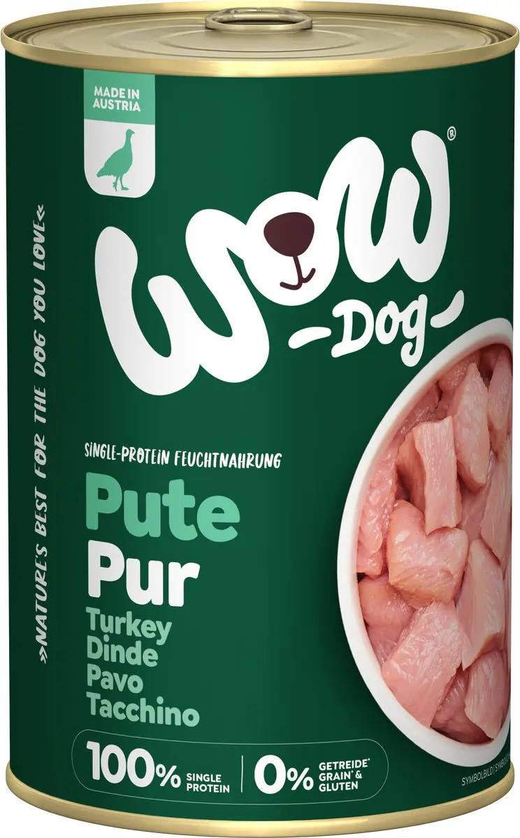 WOW Puur Kalkoen Natvoer Hond 6x400g
