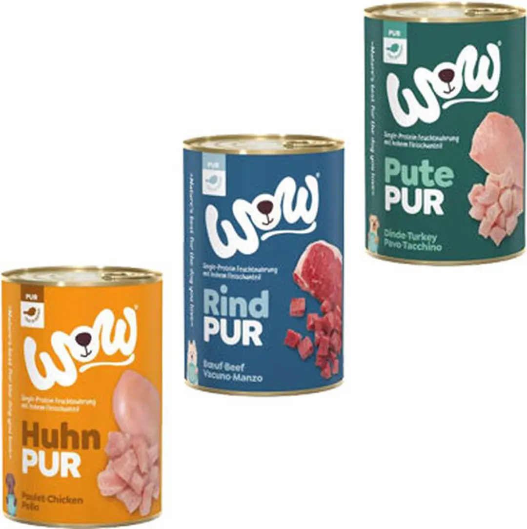 WOW Puur Kalkoen Natvoer Hond 6x400g - afbeelding 2 van 3
