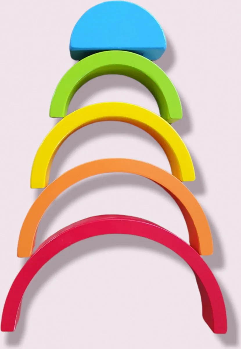 Small Foot Houten Bouwblokken Regenboog - 5-delig