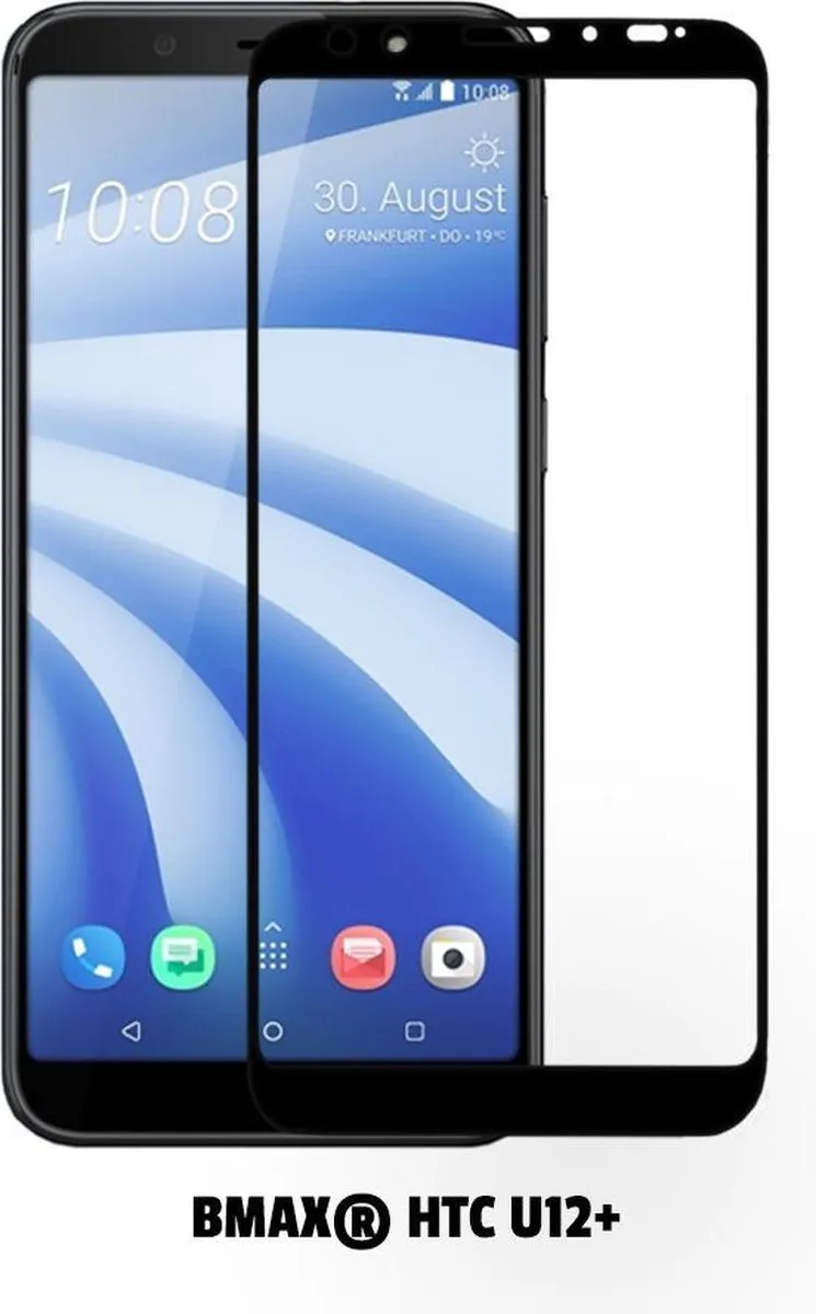 BMAX Glazen HTC U12+ Full Cover Beschermglas - 2 Stuks